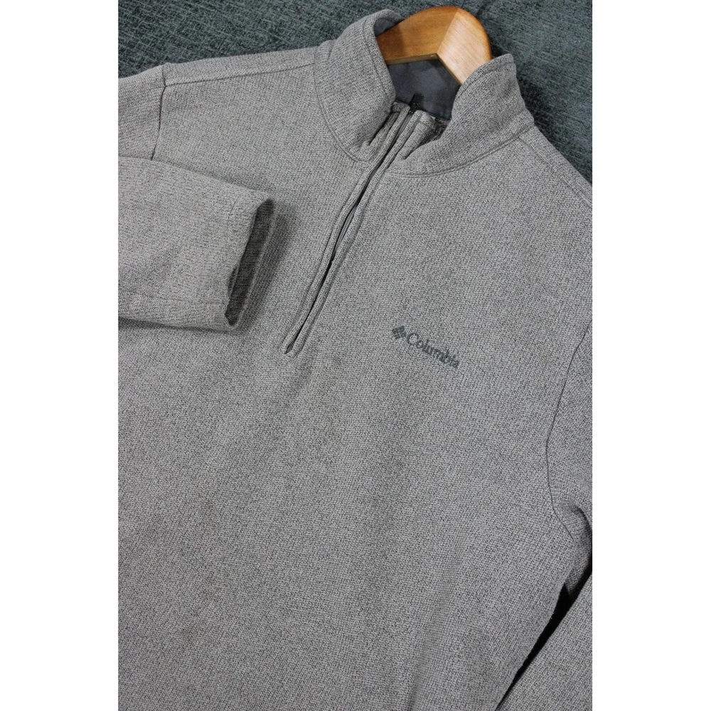 Columbia Mens Gray Quarter Zip Pullover Sweater Heavy Knit Size L RN 69724